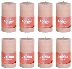 Bolsius Stompkaarsen Shine 8 st rustiek 100x50 mm mistroze