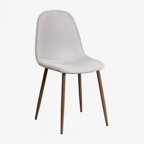 Set Van 2 Glamm Eetkamerstoelen Donker Hout & Linnen Beige – Crème & Lino - Sklum