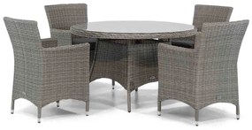 Tuinset Ronde Tuintafel 4 personen 120 cm Wicker Grijs Garden Collections Dublin/Aberdeen