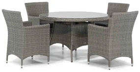 Tuinset Ronde Tuintafel 4 personen 120 cm Wicker Grijs Garden Collections Dublin/Aberdeen