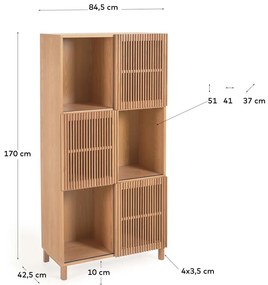 Kave Home Beyla Vakkenkast Met Latjes Eiken Hout - 42.5x84.5x170cm.