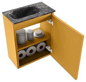 Mondiaz Ture DLux toiletmeubel 40cm ocher met wastafel lava links met kraangat