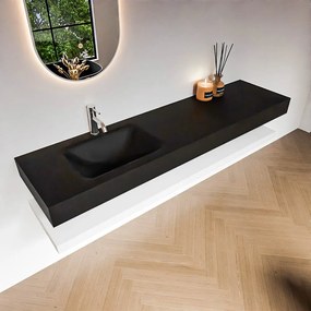 Zaro Alan badmeubel 180cm met planchet talc en vrijhangende wastafel cloud links 1 kraangat urban