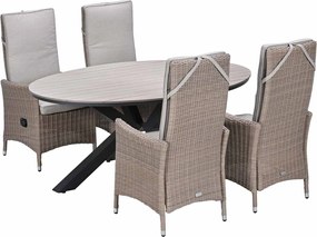 Garden Impressions Collin tuinset 5-delig - Tulli tuintafel 180 x 115 cm - light teak vironwood