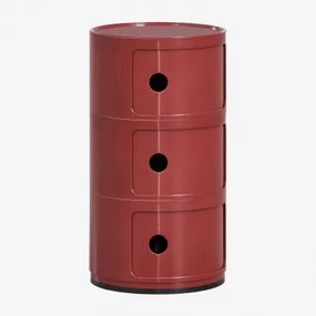 Pack Van 2 Nachtkastjes Ø30 Cm Met Planken Babel Wijn Rood & 3 Lades - Sklum