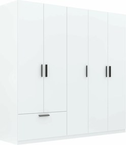 Kledingkast Bristol 204, Wit, 210x225x54cm, 183 kg, Kledingkast deuren: Met scharnieren, Aantal planken: 4, Aantal planken: 4