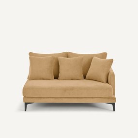 Halve bank in stone-kleurig fluweel, 2-zit, MODERNISTE