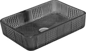 Mexen Akra glazen opbouw wastafel 46 x 33 cm, zwart - 24024670