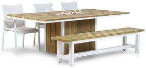 Tuinset 6 personen 220 cm Aluminium/Teak/Textileen /Aluminium/teak/Aluminium/textileen Wit Lifestyle Garden Furniture Rome/Los