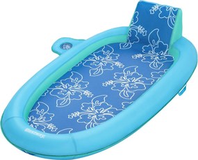 Bestway opblaasbare luchtmatras met kussen 'Flex 'n Fold' - blauw met bloemenprint - L188 x B98 x H38 cm