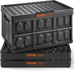 VEVOR Set van 3 45L Professionele Vouwdozen van PP Transportdoos met Deksel Vouwbare Opbergdoos met Handvat Stapelbare Dozen Opbergdoos Vouwdozen Stapelbare Dozen voor Opslag & Transport