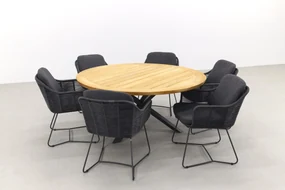 Taste Belmond antraciet/Prado 160 cm. ronde tuinset - 7-delig