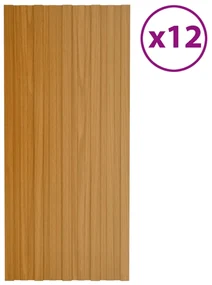vidaXL Dakpanelen 12 st 100x45 cm gegalvaniseerd staal lichthout