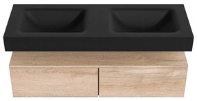 Zaro Alan badmeubel 130cm washed oak 2 lades met vrijhangende wastafel cloud dubbel zonder kraangat urban