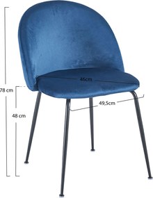 Set 4 Black Dalnia Fluwelen Stoelen