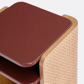 Nachtkastje met rieten onderstel en dubbel gelakt blad, TALMA