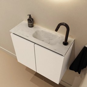 Mondiaz Ture DLux toiletmeubel 60cm talc met wastafel opalo rechts met kraangat