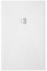 ZEZA Grade Douchevloer - 110x70cm - antislip - antibacterieel - mineraalmarmer - rechthoek - mat wit 400000000000019977