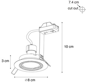 Set van 6 Moderne inbouwspots gunmetal GU10 50mm rond kantelbaar - Edu Binnenverlichting Lamp