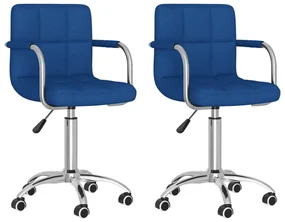 vidaXL Eetkamerstoelen draaibaar 2 st stof blauw