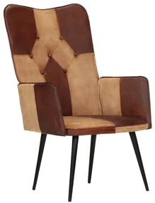 vidaXL Fauteuil echt leer bruin