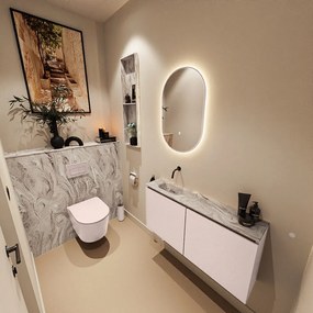 Mondiaz Ture DLux toiletmeubel 100cm rosee met wastafel glace links zonder kraangat