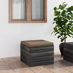 vidaXL Tuinhocker met taupe kussen pallet grenenhout