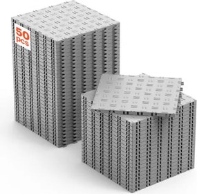 VEVOR Garagevloerfittingen, 305 x 305 x 13,4 mm, 50-delige industriële vloer, antislip dubbelzijdige gestructureerde garagevloer, voor garages, kelders, reparatiewerkplaatsen, zilver