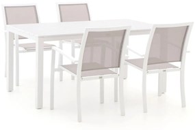 + 15% kassakorting | Diningset Bellagio | 4 personen aluminium | Tuinset stapelbaar | 5-delig | Kees Smit Tuinmeubelen
