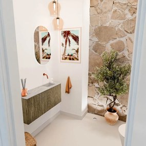 Mondiaz Joya DLux 90cm toiletmeubel dusk met wastafel faye rechts zonder kraangat glace