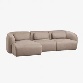 3-delige Linker Chaise Longue Modulaire Bank In Chenille Coquette Chenille Tarwebruin - Sklum