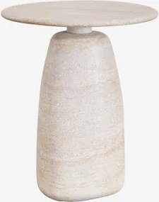 Ronde Bijzettafel In Travertin-look Cement Grebik Ø50 Cm - Sklum