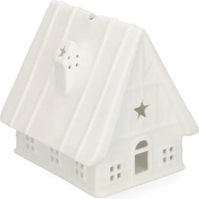 Waxinelichthouder, porselein, barn huisje, 13 cm