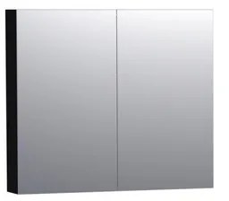 Saniclass Dual Spiegelkast - 80x70x15cm - 2 links- rechtsdraaiende spiegeldeur - MDF - mat zwart 7182