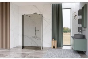 Fortifura Galeria Vrijstaande Inloopdouche - 110x200cm - Rookglas - antikalk - 8mm veiligheidsglas - wandsteunen - Chroom SW927766 2x/SW915252