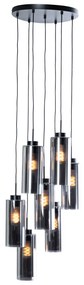 Smart hanglamp zwart met smoke glas 7-lichts incl. 7 Wifi ST64  - Laura