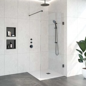 BRAUER Void inloopdouche helder glas 90x200 incl. glascoating PVD gunmetal geborsteld GS-VOI1H90200GM