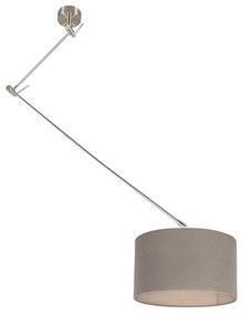 Eettafel / Eetkamer Hanglamp staal met kap 35cm taupe verstelbaar - Blitz Modern E27 rond Binnenverlichting Lamp