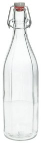 Beugelfles facet, glas, porseleinen dop, 1 liter