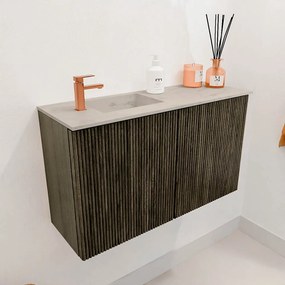 Mondiaz Joya DLux 70cm toiletmeubel shadow met wastafel faye links 1 kraangat opalo