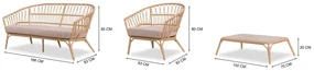 The Outsider Stoel-Bank Loungeset - Lenco - Bamboo Look - Lichtgrijs - Wicker - The Outsider