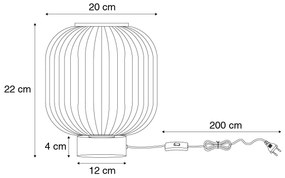 Art Deco tafellamp zwart met smoke glas incl. E27 lichtsnoer - Karel Art Deco E27 rond Binnenverlichting Lamp