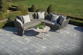 4 Seasons Outdoor Santander hoekbank met loungestoel en Gabor tafel Ø 90 cm SALE  Loungeset    zwart weerbestendig