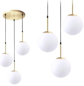 Hanglamp Golden Glass Milky Ball APP656-3CPR