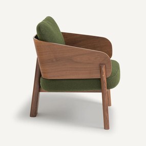 Fauteuil notenhout/bouclette E. Gallina, Marais