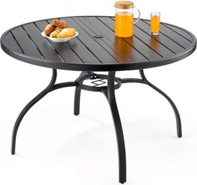 VEVOR Patiotafel Tuintafel Balkontafel (1200 x 725 mm) Gemaakt van koolstofstaal Ronde eettafel voor buiten Tuin Patio Tuin Veranda, Waterdicht, met 38 mm parasolgat, Draagvermogen 68 kg Zwart