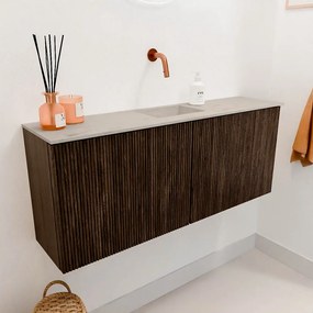 Mondiaz Joya DLux 100cm toiletmeubel walnut met wastafel faye midden zonder kraangat opalo