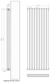 Eastbrook Tunstall dubbele radiator 60x180cm 2142W zwart mat