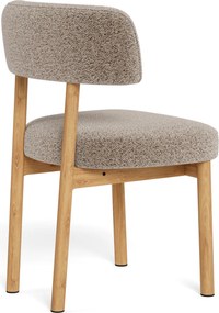 Mazzoni TORAY Latte Beige (stof Monza 60)/eiken naturel onderstel - GESTOFFEERDE EETKAMERSTOEL VOOR KEUKEN/EETKAMER