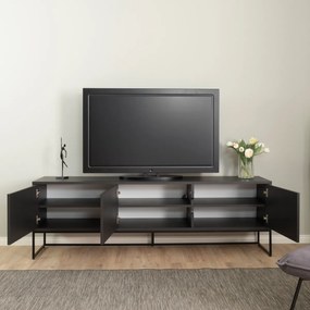 Tenzo Lipp Tv-meubel Met 3 Deuren Zwart - 176.5x43x57cm.